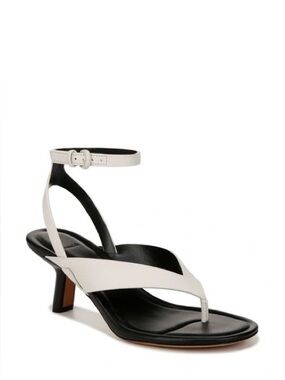 Vince Two-Tone Black and White Leather Slide Mules